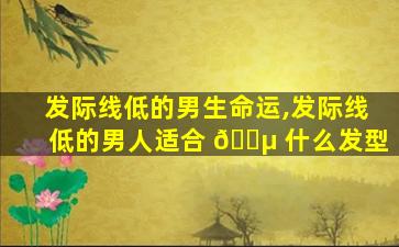 发际线低的男生命运,发际线低的男人适合 🌵 什么发型